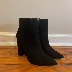Suede black heeled ankle boots size 8.5